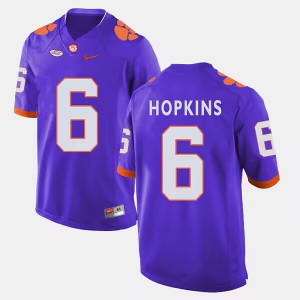 Men's Clemson Tigers #6 DeAndre Hopkins Purple Stitched Football Jersey